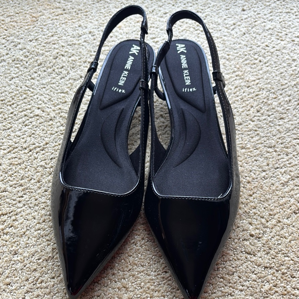 Anne Klein Black Patent Slingback Heels